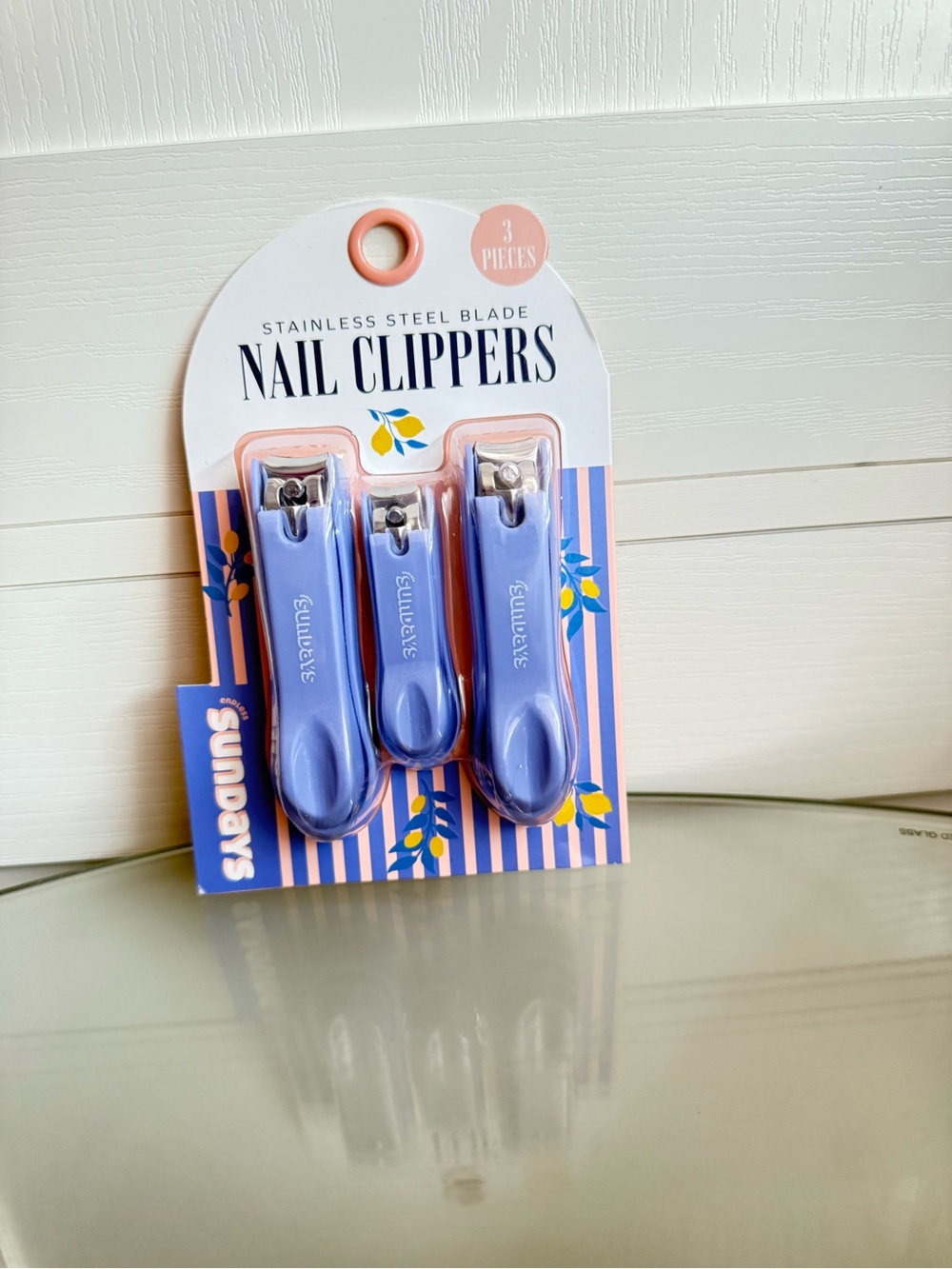 sundays Peach and Navy Nail Clippers - 3 Pieces